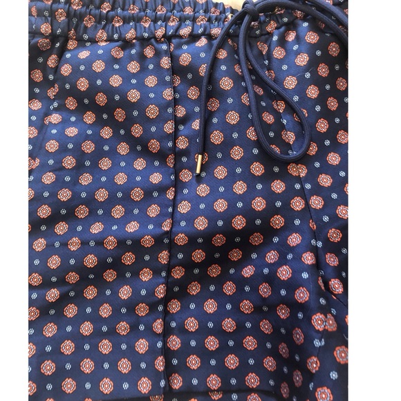 J. CREW navy and orange print tie waist shorts - Picture 3 of 5